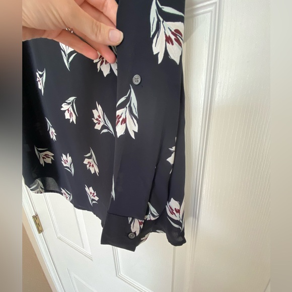 Ann Taylor Petites Navy Floral Blouse - Picture 3 of 3